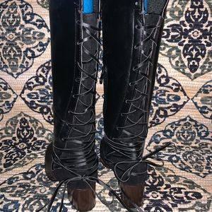 Lace Up Black Boots. New!